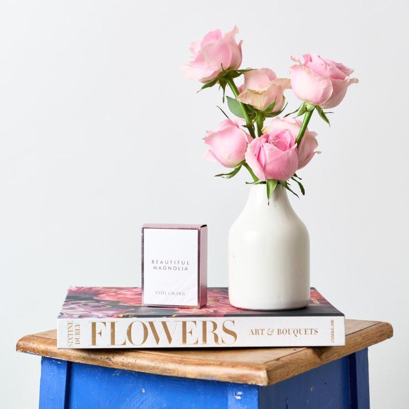 Beautiful Magnolia paired with fresh light pink roses with same day flower delivery Cape Town. An ideal gift box for women or gifts for women South Africa from Fabulous Flowers.