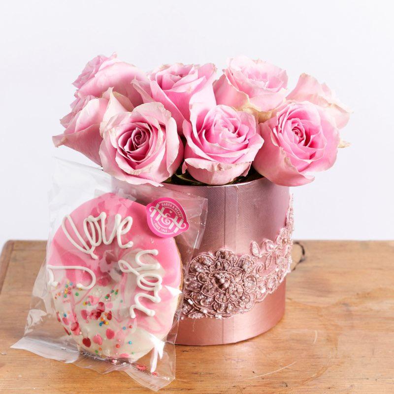 P.S I Love You Floral Box with pink roses and candy | Fabulous Flowers