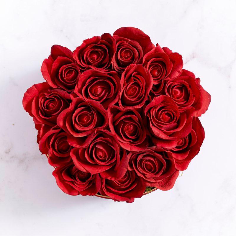 Silk red roses in a beautiful red gift box with nougat | Fabulous Flowers natiownide gifts