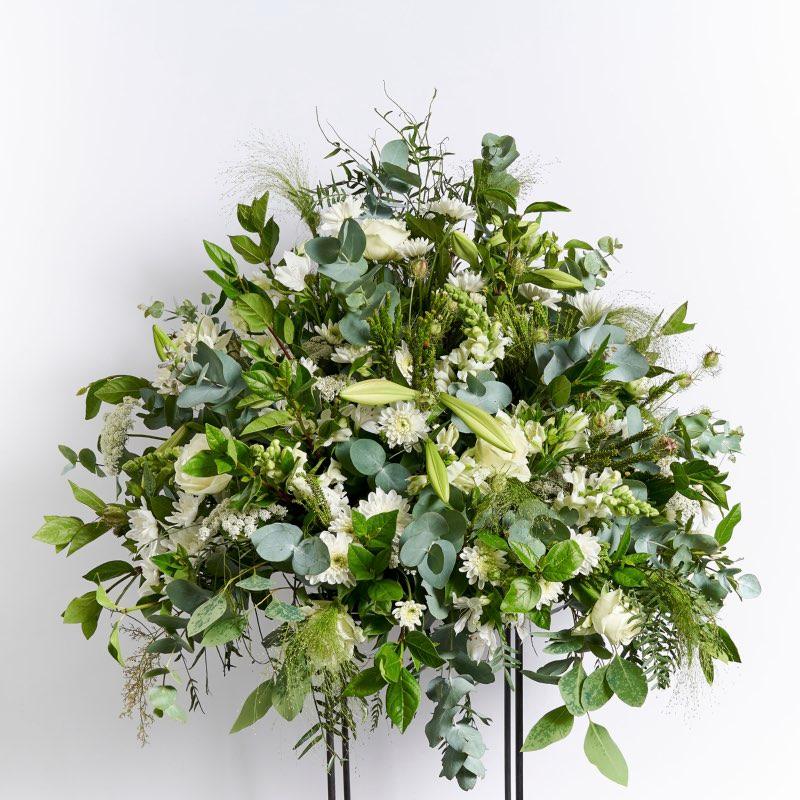 White Roses St Joseph Lilies White Lace Pennygum Chrysanthemums Viburnum | Fabulous Flowers Funeral Flowers Near Me