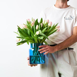 Tulips in Blue Vase