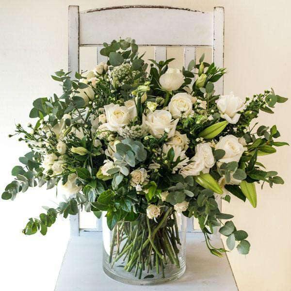 White Purity Vase Arrangement - Fabulous Flowers Cape Town Flower Delivery